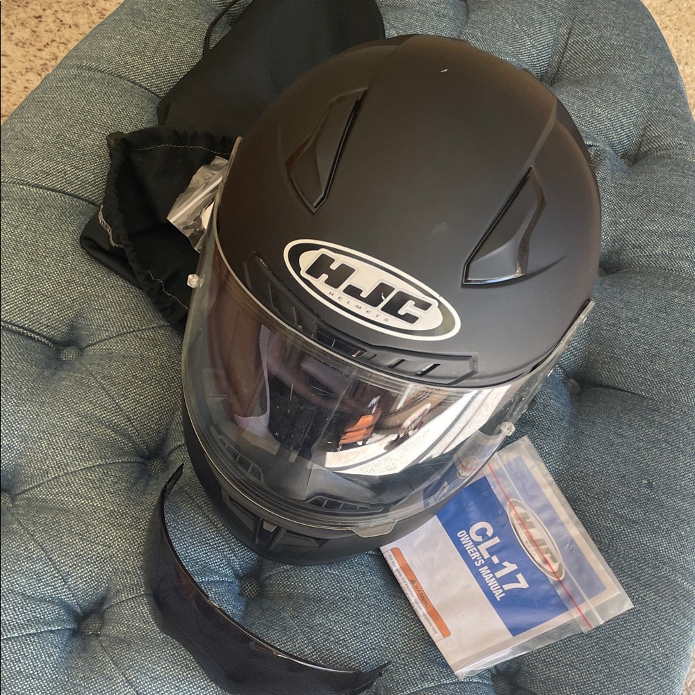 HJC Black Motorcycle Helmet with Visor